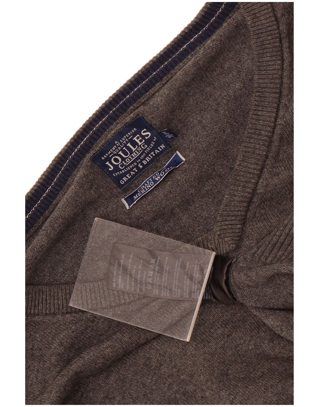 Suéter masculino Joules com decote em V XL algodão cinza