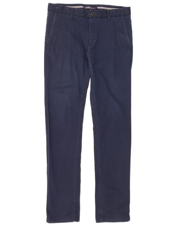 Zara Mens Slim Chino Calças EU 40 Médio W31 L32 Azul Marinho Algodão