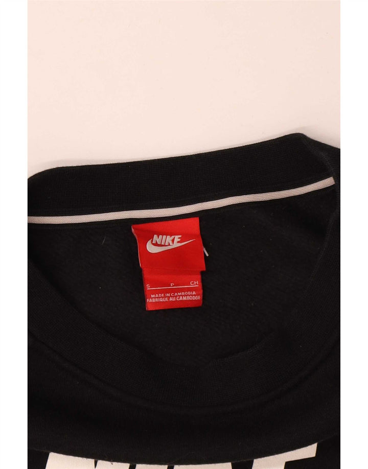 Nike feminino gráfico oversized moletom jumper reino unido 10 pequeno algodão preto