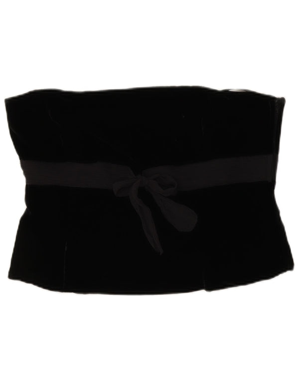 LAURA ASHLEY Top feminino de veludo espartilho Reino Unido 14 viscose preta média