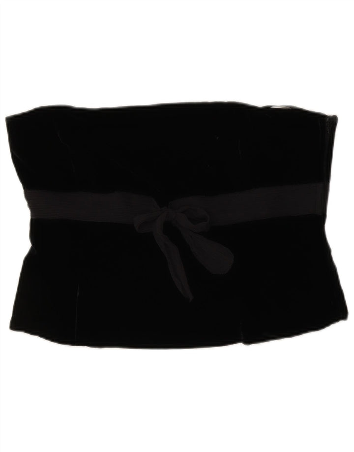 LAURA ASHLEY Top feminino de veludo espartilho Reino Unido 14 viscose preta média