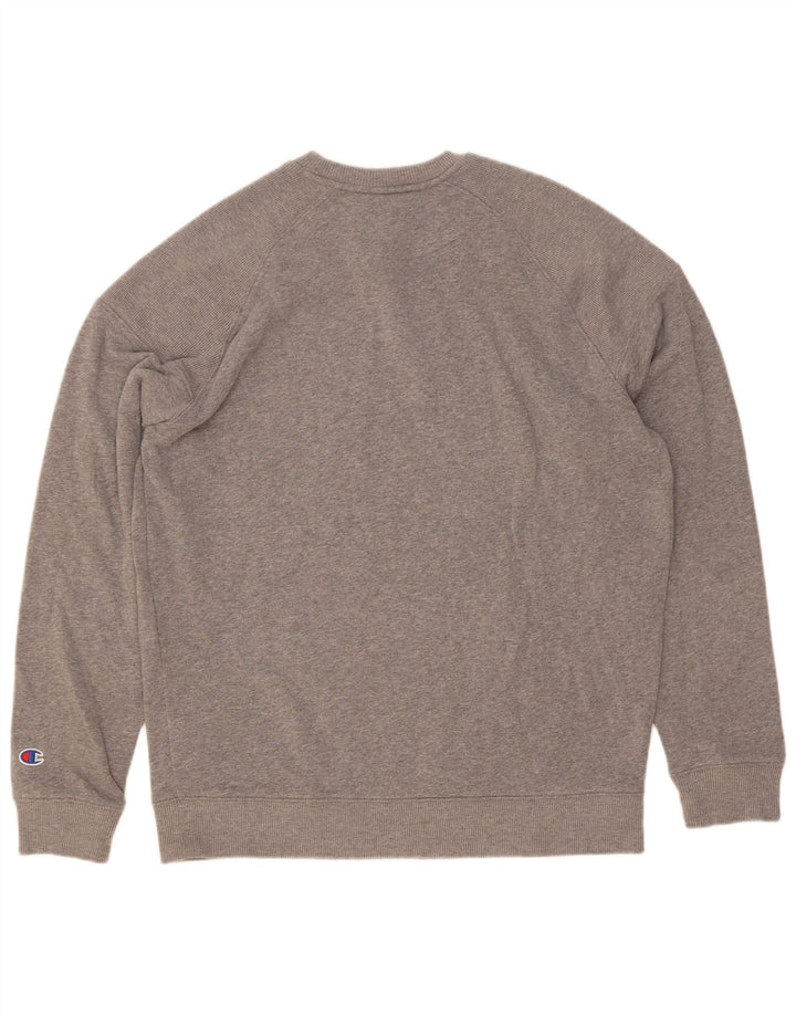 Champion moletom masculino jumper poliéster manchado cinza médio