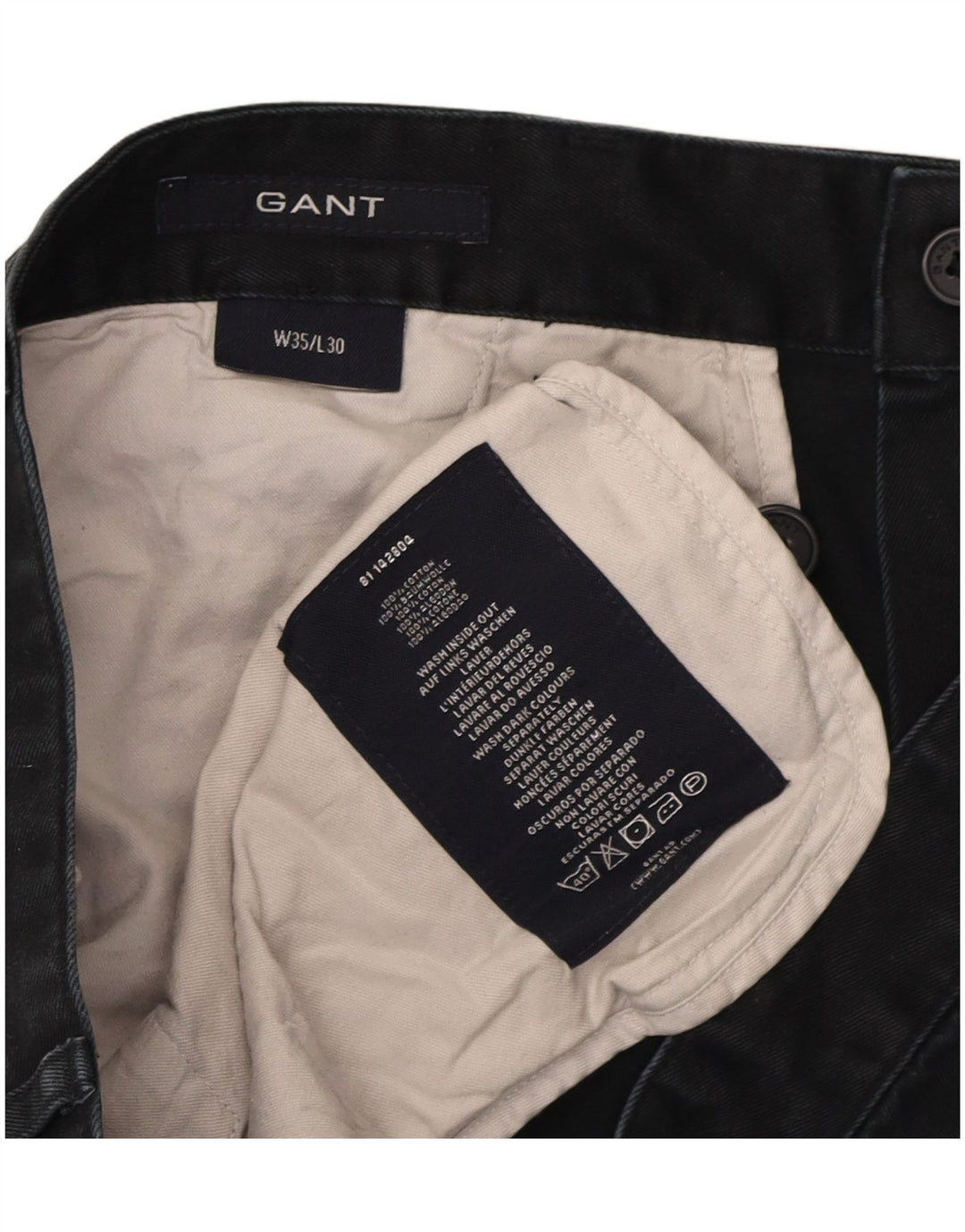Calça Chino Reta Masculina GANT W35 L30 Algodão Preto Clássico