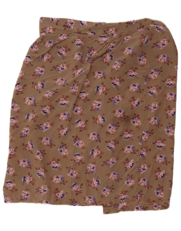 Saia feminina vintage W34 grande bege floral