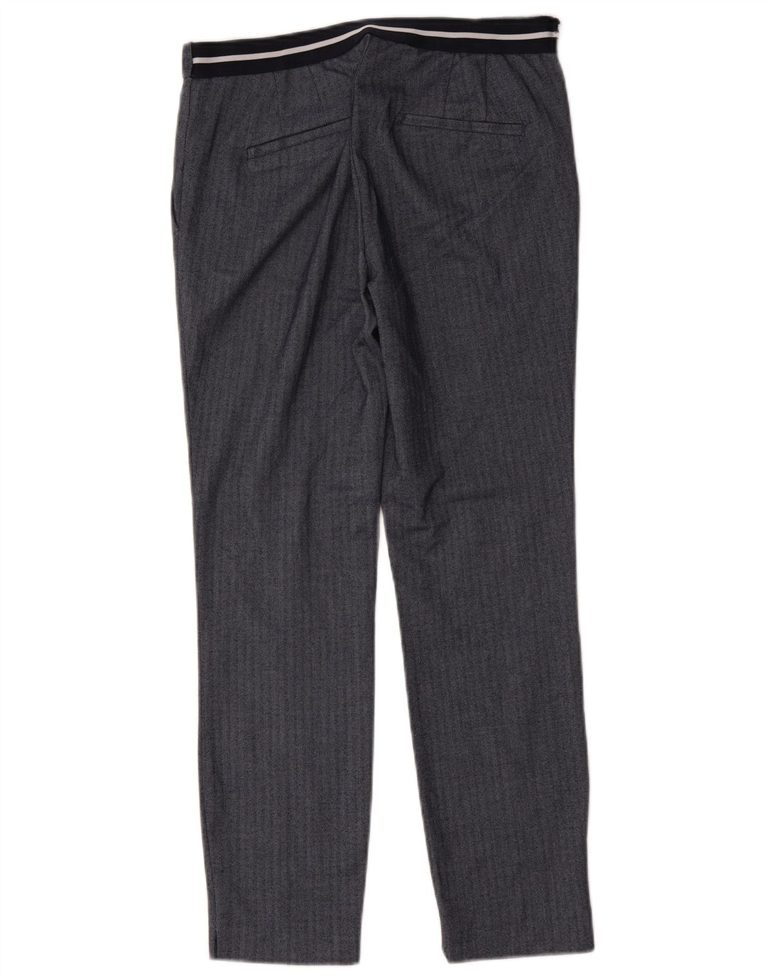 Calça feminina Zara Slim Suit médio W28 L27 azul marinho espinha de peixe