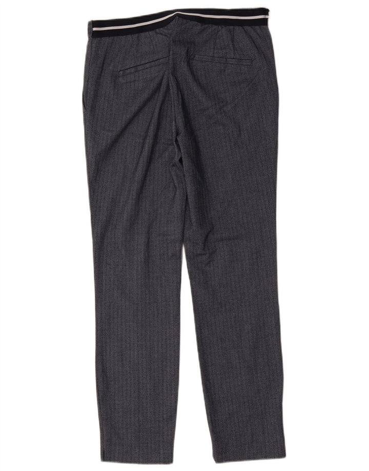 Calça feminina Zara Slim Suit médio W28 L27 azul marinho espinha de peixe