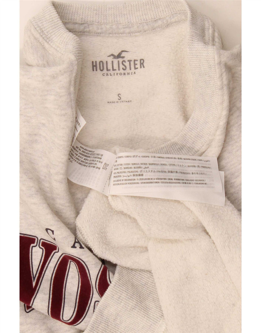 Hollister moletom masculino gráfico jumper pequeno algodão cinza