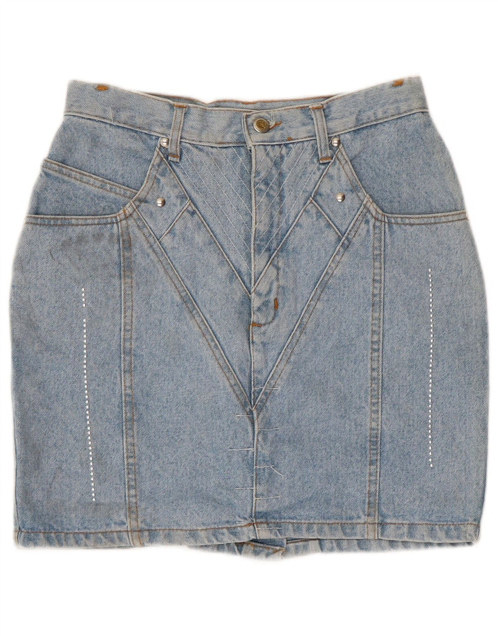 Mini saia jeans feminina Jinglers W28 algodão azul médio