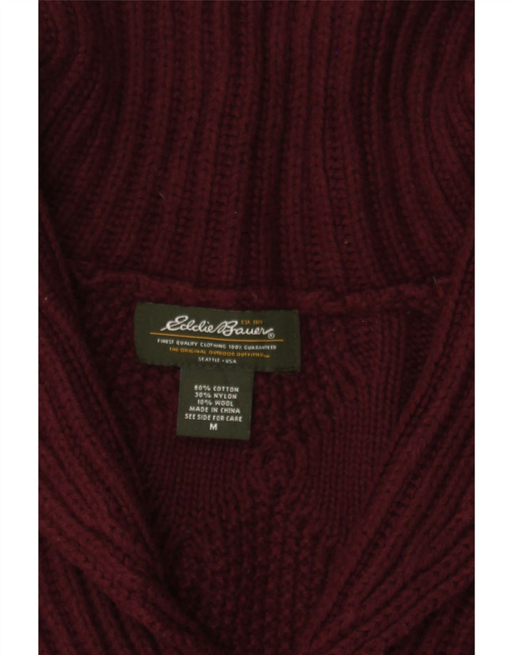 EDDIE BAUER Womens Shawl Neck Jumper Sweater UK 14 Medium Maroon Cotton Vintage Eddie Bauer and Second-Hand Eddie Bauer from Messina Hembry 