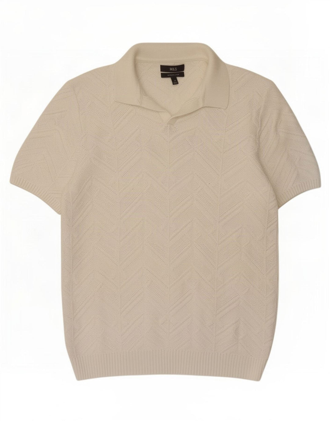 Camisa pólo masculina Marks & Spencer médio algodão branco