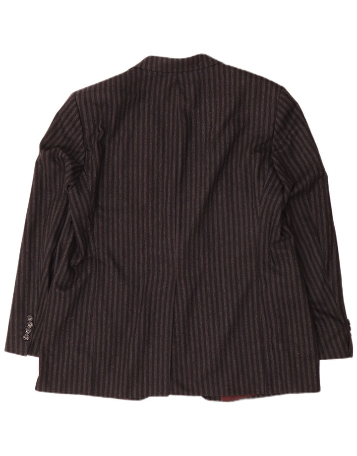 Jaqueta blazer masculina Pierre Cardin com 2 botões Reino Unido 40 grande lã listrada cinza