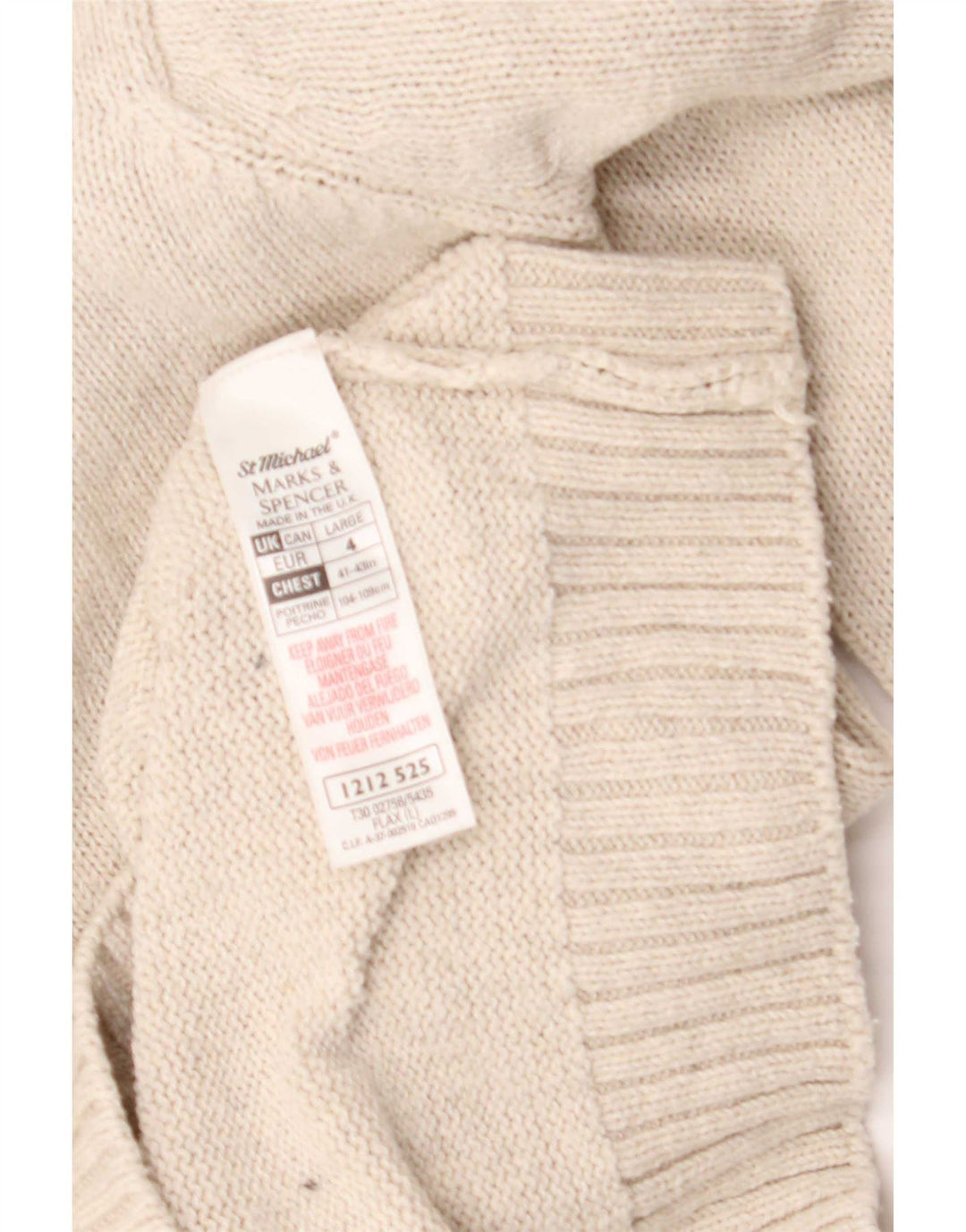 Suéter masculino Marks & Spencer com decote em V grande algodão branco
