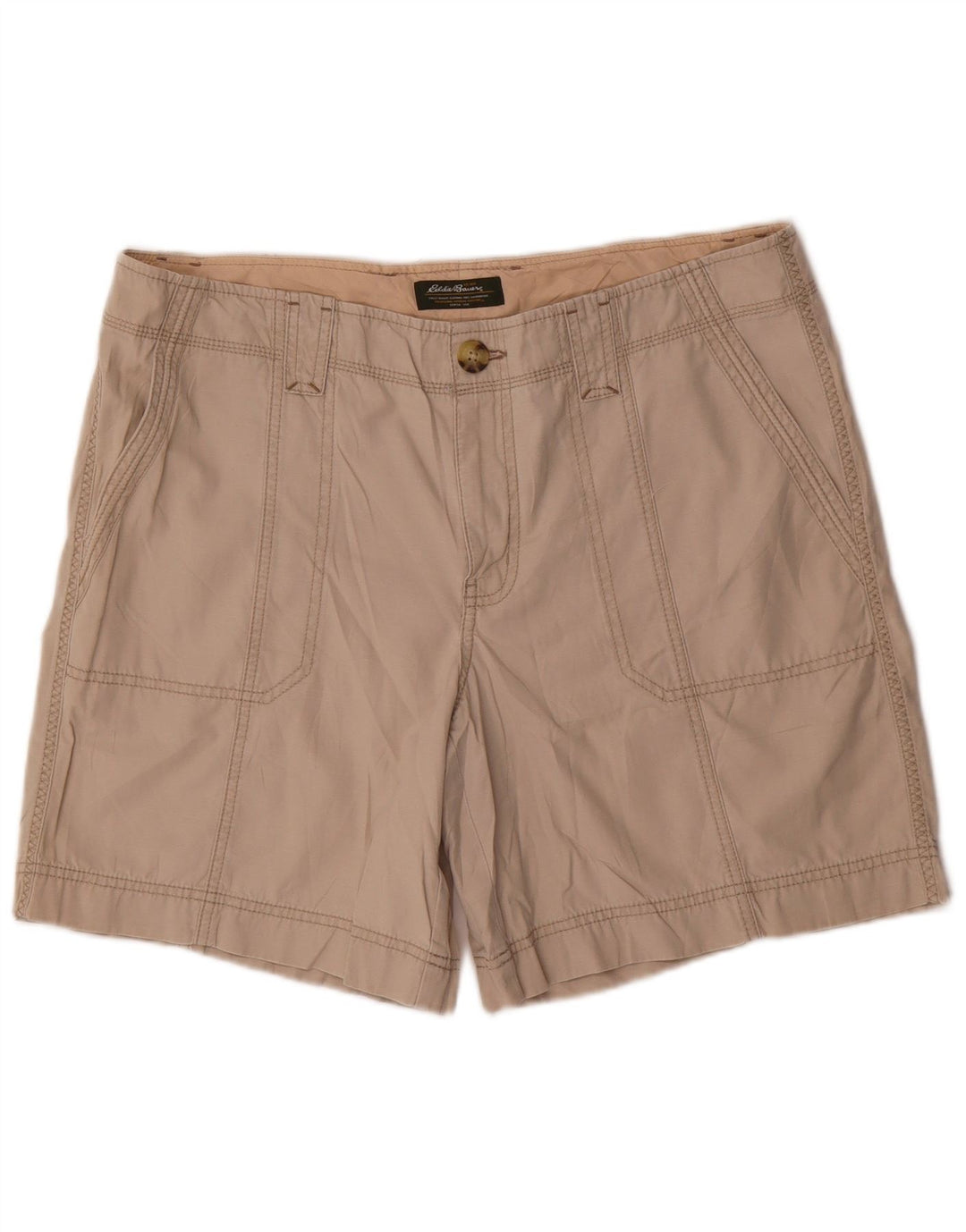 EDDIE BAUER Shorts Chino feminino EUA 16 2XL W38 algodão bege
