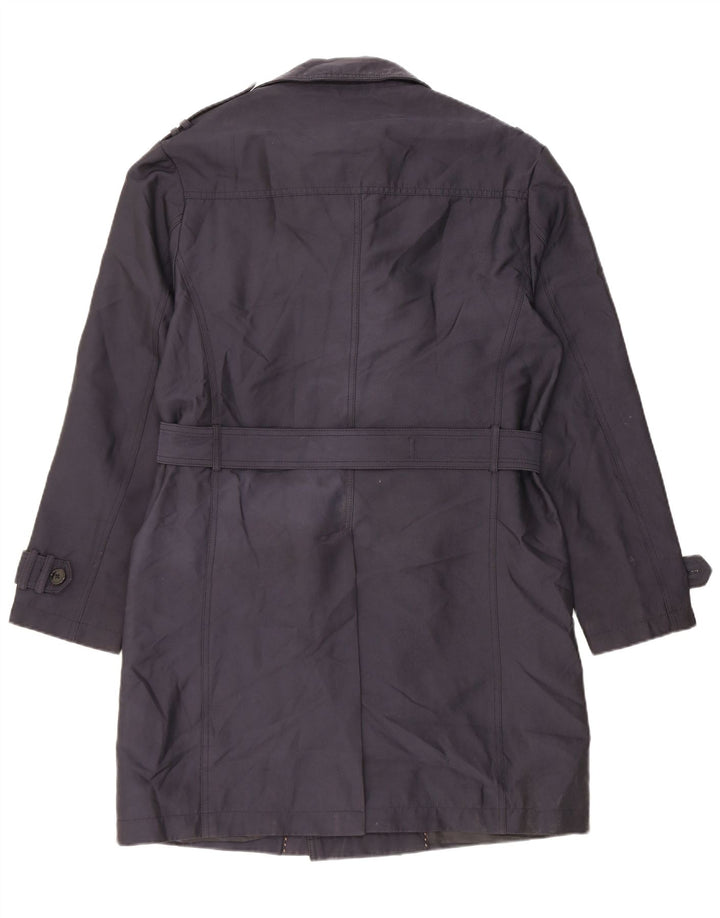 Zara Mens Trench Coat UK 40 Grande Poliéster Azul Marinho