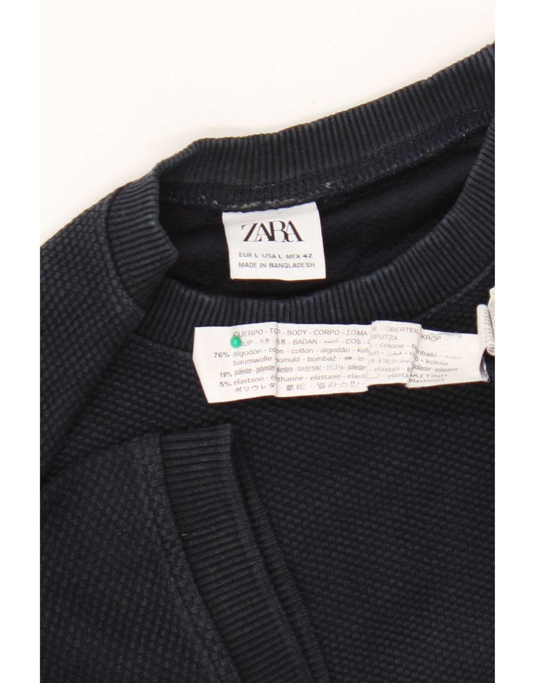 Camiseta masculina Zara Top grande algodão azul marinho