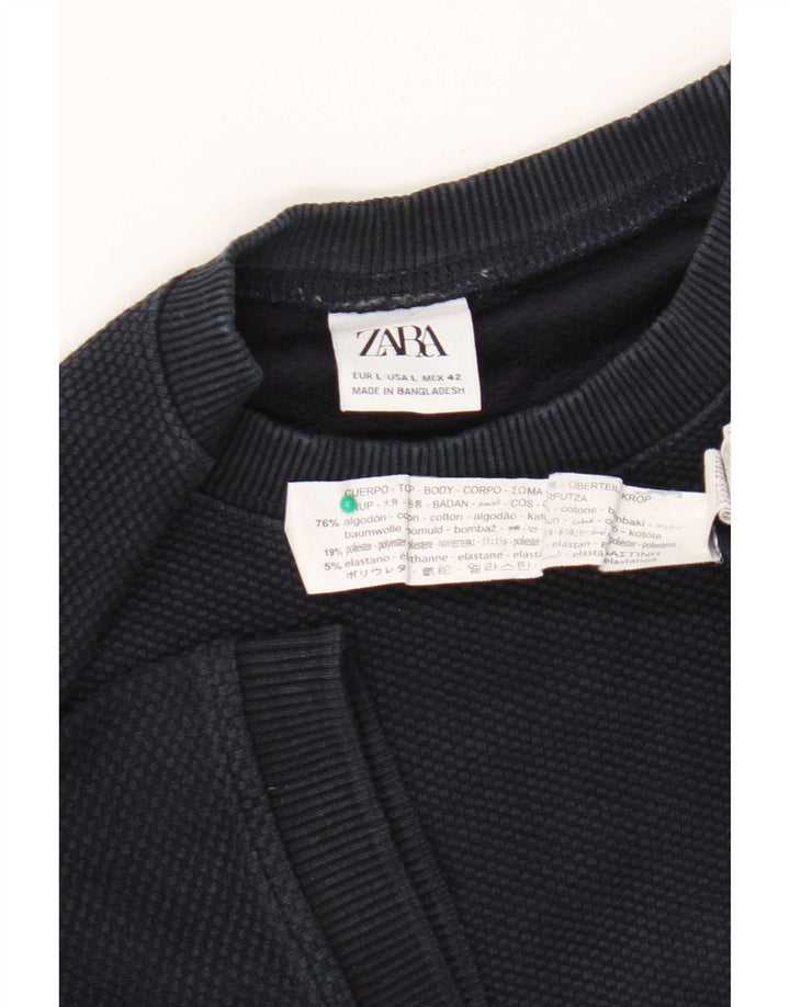 Camiseta masculina Zara Top grande algodão azul marinho