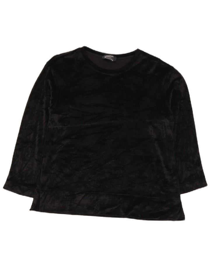 Max Mara Top feminino de veludo de fim de semana manga 3/4 Reino Unido 16 grande rayon preto
