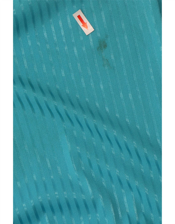 Vestido vintage feminino evasê EU 38 poliéster listrado azul médio