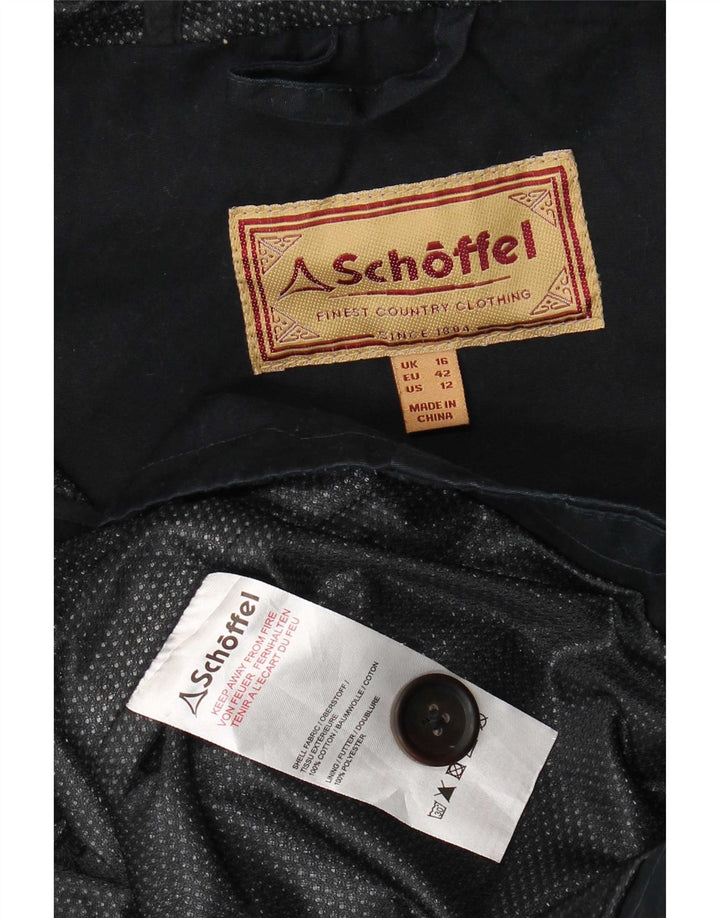 Jaqueta de chuva feminina Schoffel com capuz Reino Unido 16 grande algodão azul marinho