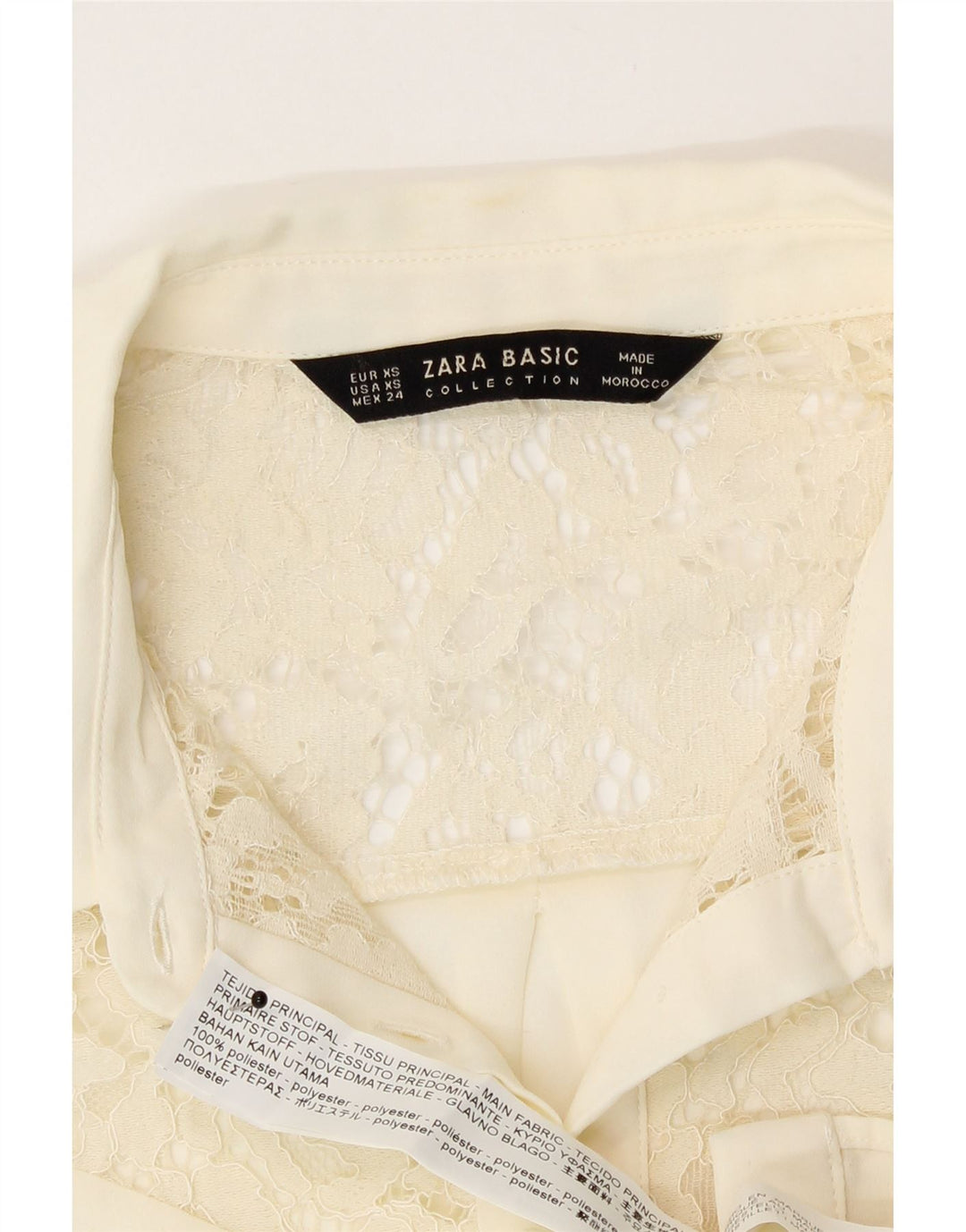 Blusa camisa feminina Zara UK 6 XS off white poliéster