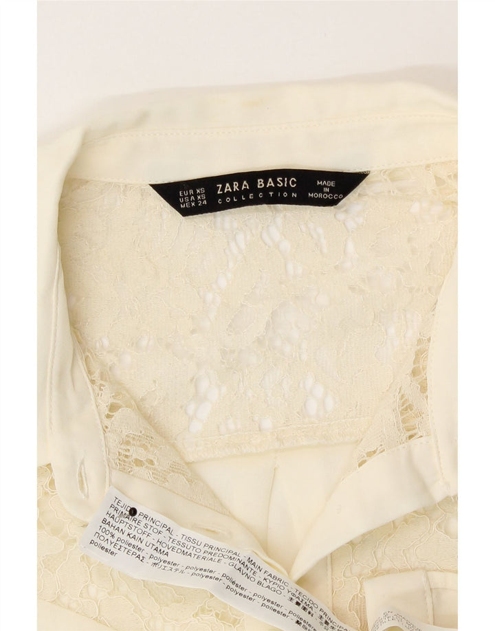Blusa camisa feminina Zara UK 6 XS off white poliéster