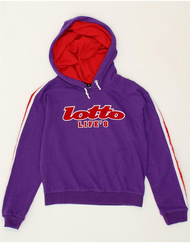LOTTO Girls Graphic Hoodie Jumper 11-12 Years Purple Cotton Vintage Lotto and Second-Hand Lotto from Messina Hembry 