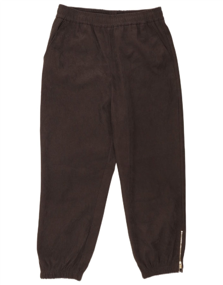 Zara Womens Crop Tracksuit Calças Joggers UK 16 Grande Cinza Poliéster