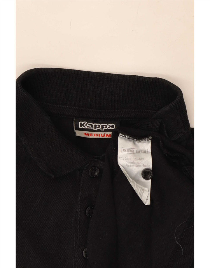 Camisa polo masculina Kappa de manga comprida de algodão preto médio