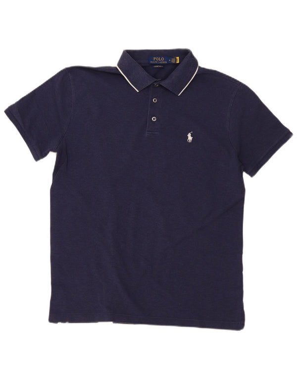 Polo Ralph Lauren Mens Custom Slim Fit Camisa Média Azul Marinho Algodão