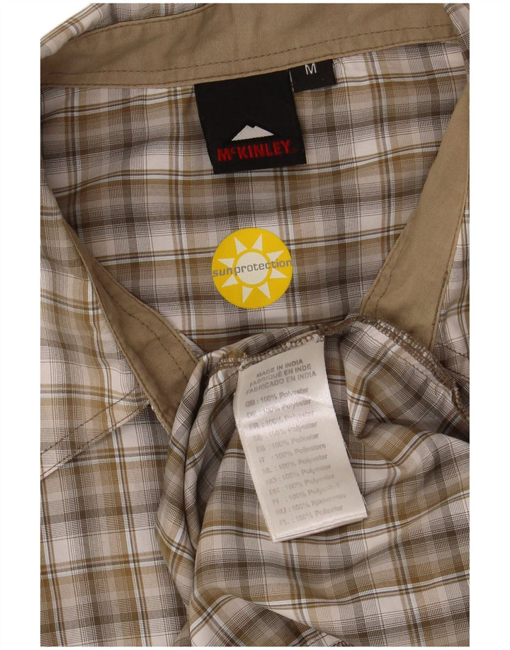 Camisa masculina de manga curta MC Kinley poliéster xadrez cáqui médio