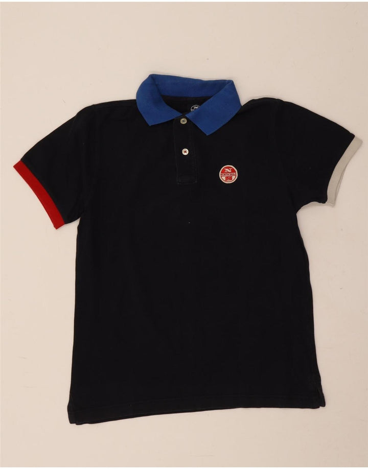 Camisa polo masculina North Sails pequena azul marinho colorblock algodão