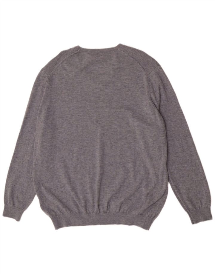 Suéter masculino Marks & Spencer Autograph com decote em V 2XL lã cinza