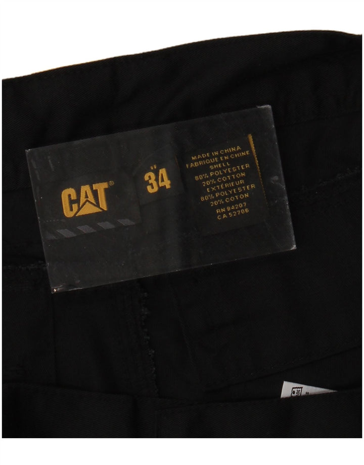 CATERPILLAR Mens Workwear Cargo Shorts W34 Grande Poliéster Preto