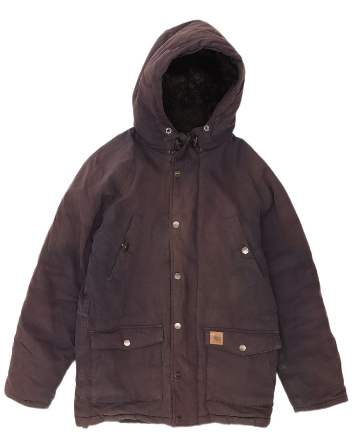 Jaqueta corta-vento masculina Carhartt com capuz Reino Unido 36 poliéster azul marinho pequeno