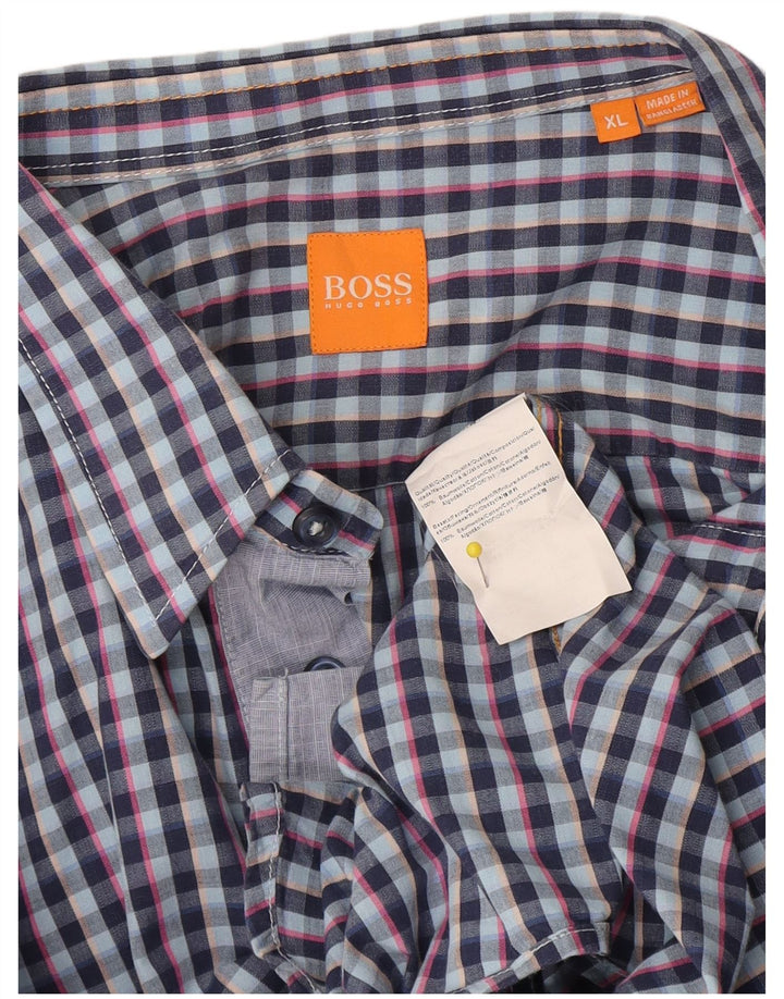 Camisa masculina Hugo Boss XL azul xadrez algodão