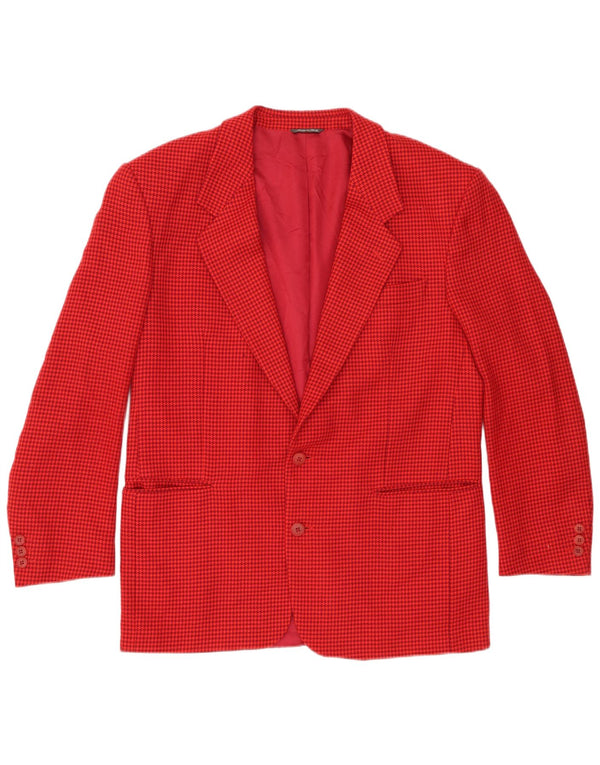 Jaqueta blazer masculina vintage com 2 botões IT 52 XL lã houndstooth vermelha