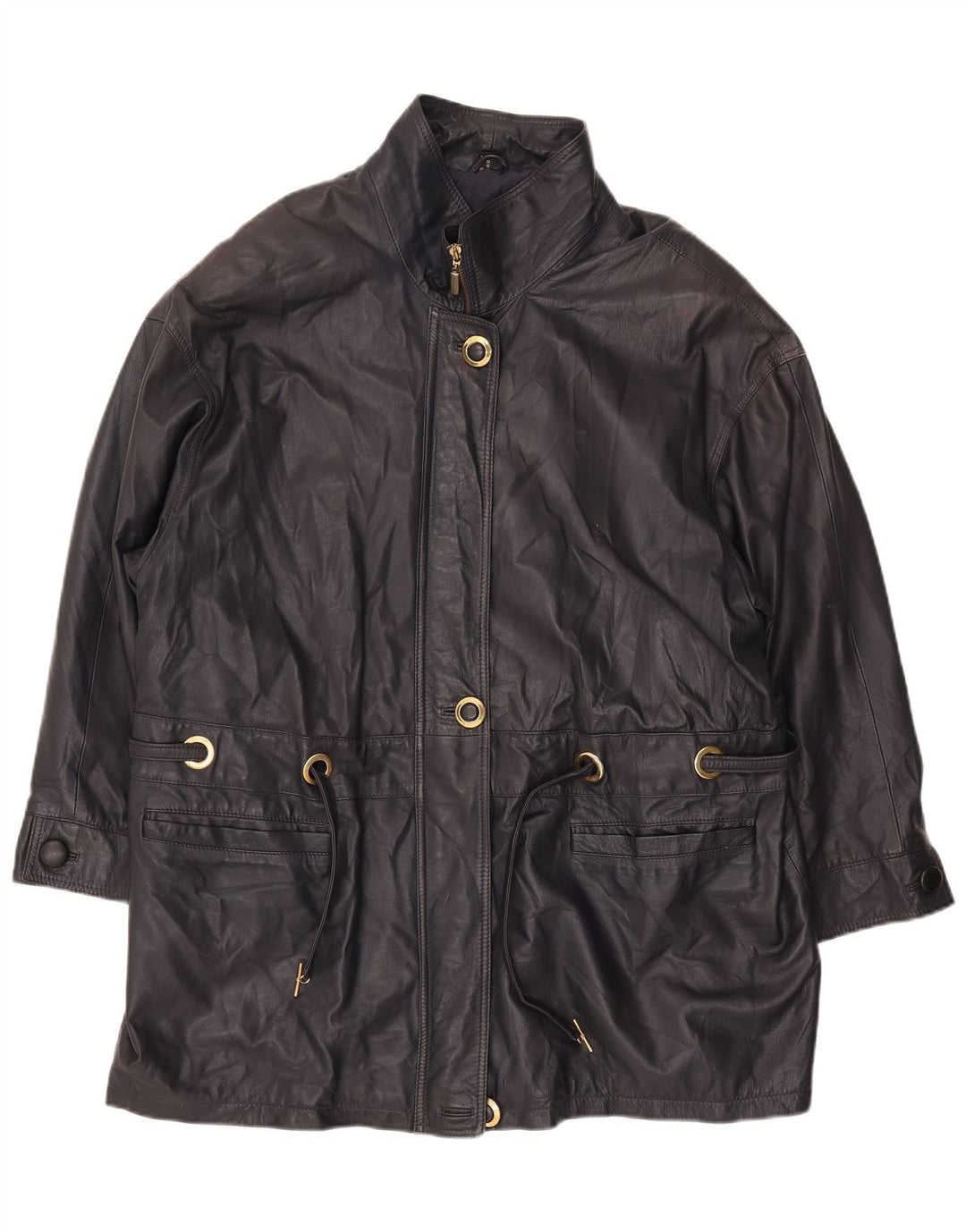 Jaqueta de couro feminina PER ME UK 22 2XL couro preto