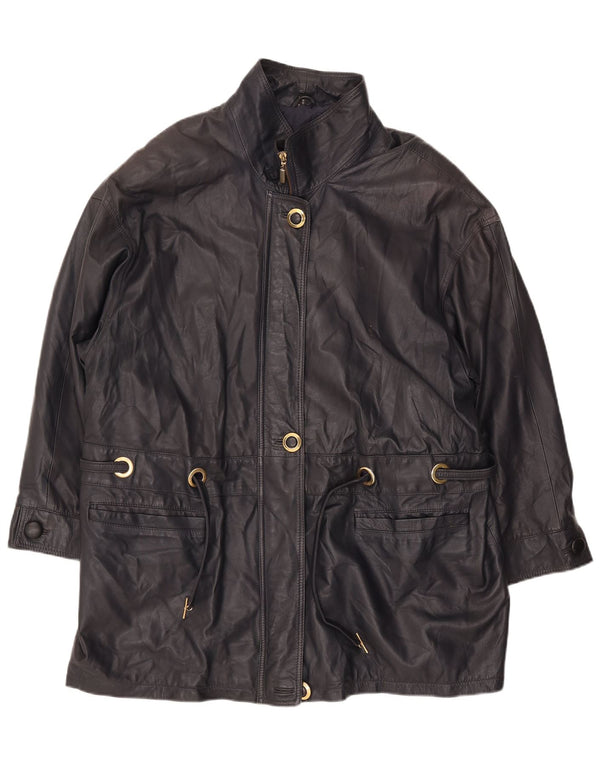 Jaqueta de couro feminina PER ME UK 22 2XL couro preto