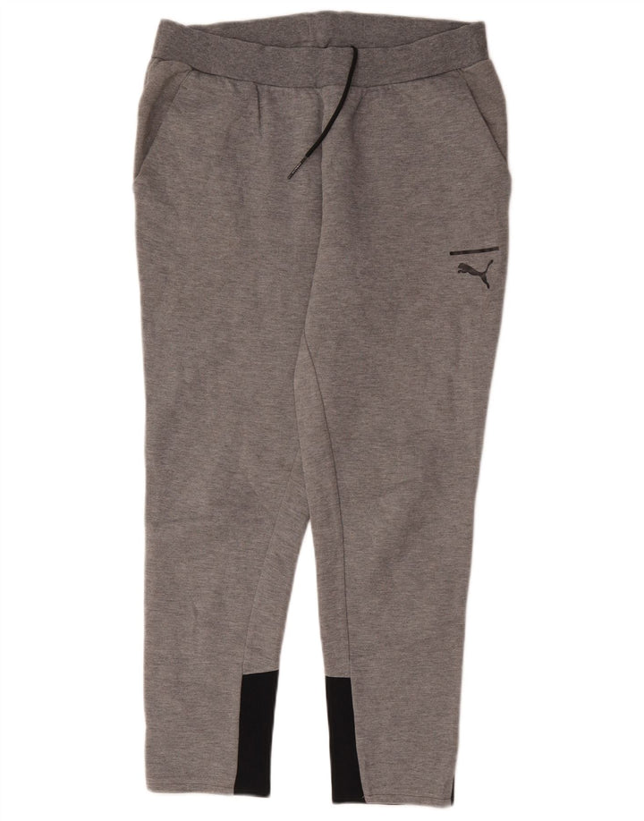 Calça de treino masculina Puma cinza médio algodão colorblock