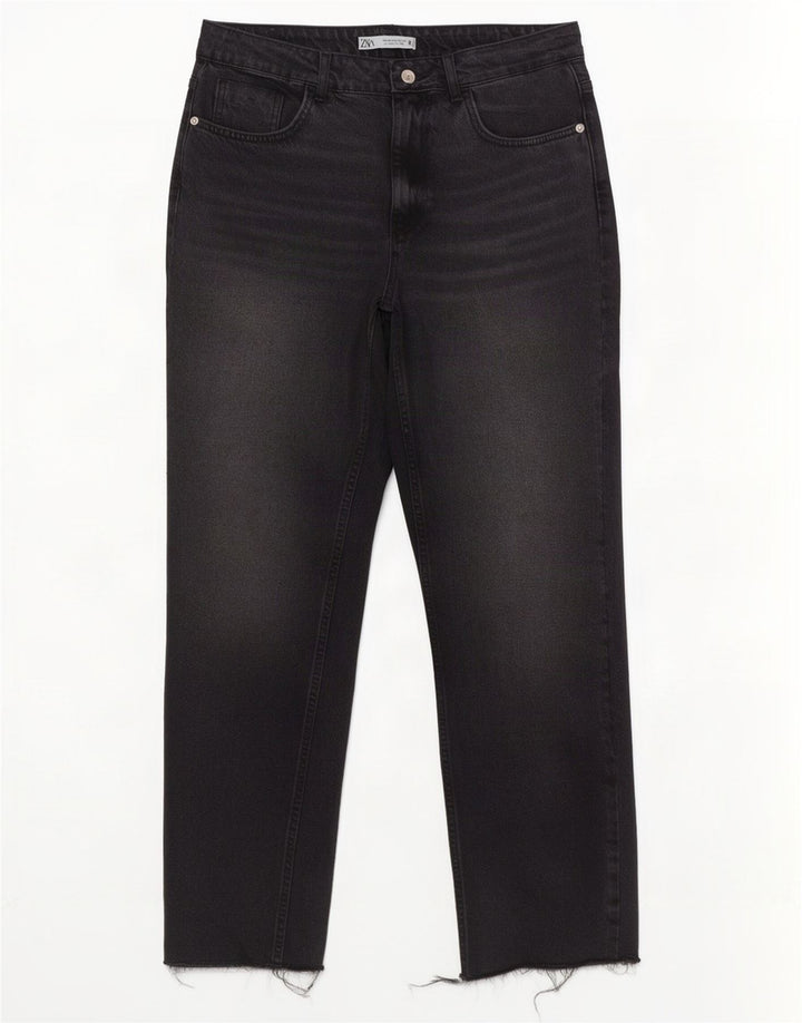 Zara Jeans feminino de cintura alta reta EU 40 médio W30 L29 cinza