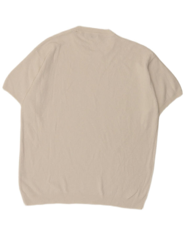 Zara Suéter masculino de manga curta com gola redonda, grande algodão branco
