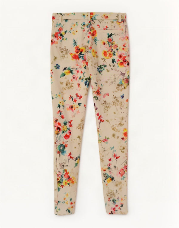 Zara Calça feminina casual Trafaluc skinny médio W28 L28 branco floral