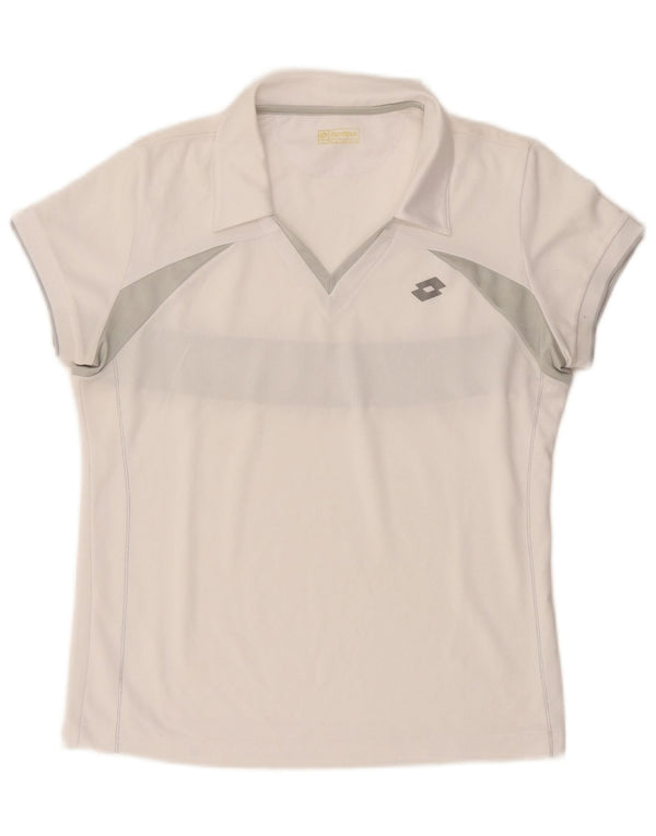 Camisa polo feminina Lotto UK 12 médio branco colorblock