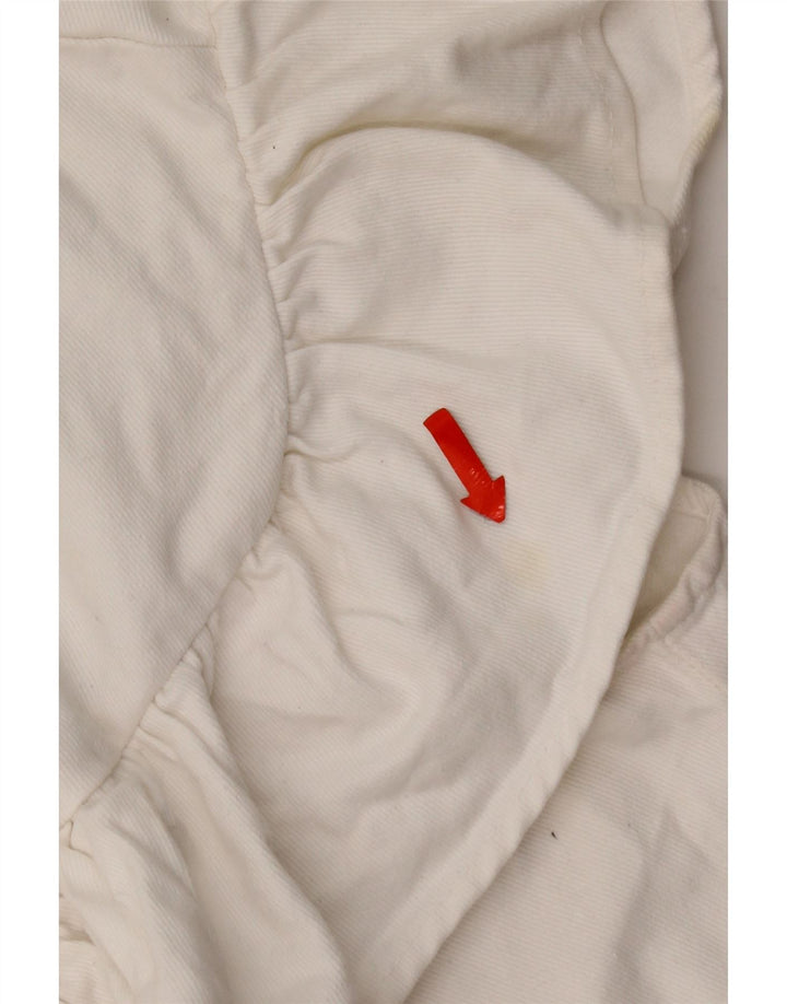 Vestido jeans feminino Zara com babados na frente Reino Unido 12 algodão branco médio