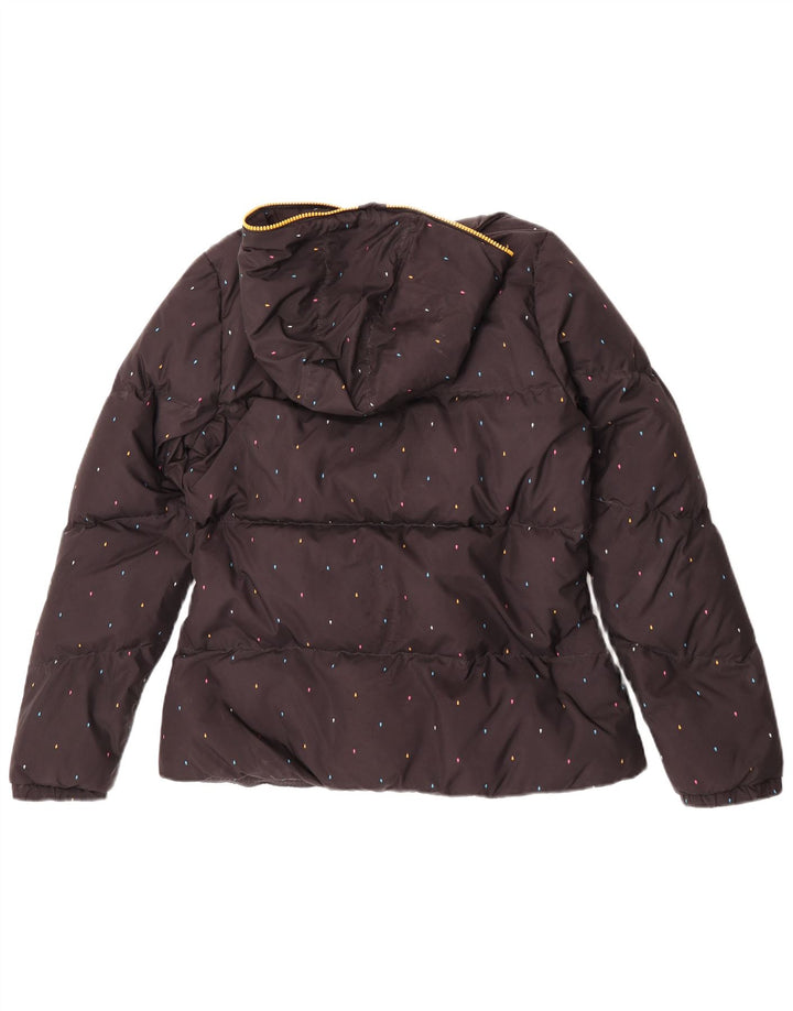 Jaqueta acolchoada com capuz feminina Adidas UK 14 poliéster manchado preto médio