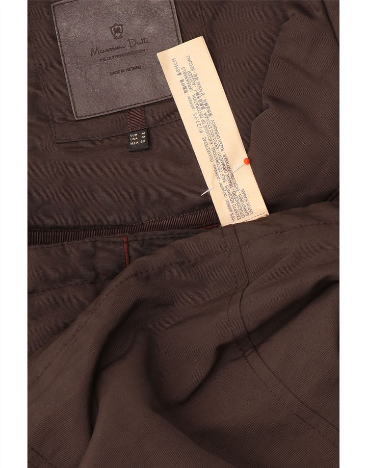 Jaqueta parka feminina Massimo Dutti com capuz Reino Unido 14 poliéster marrom médio