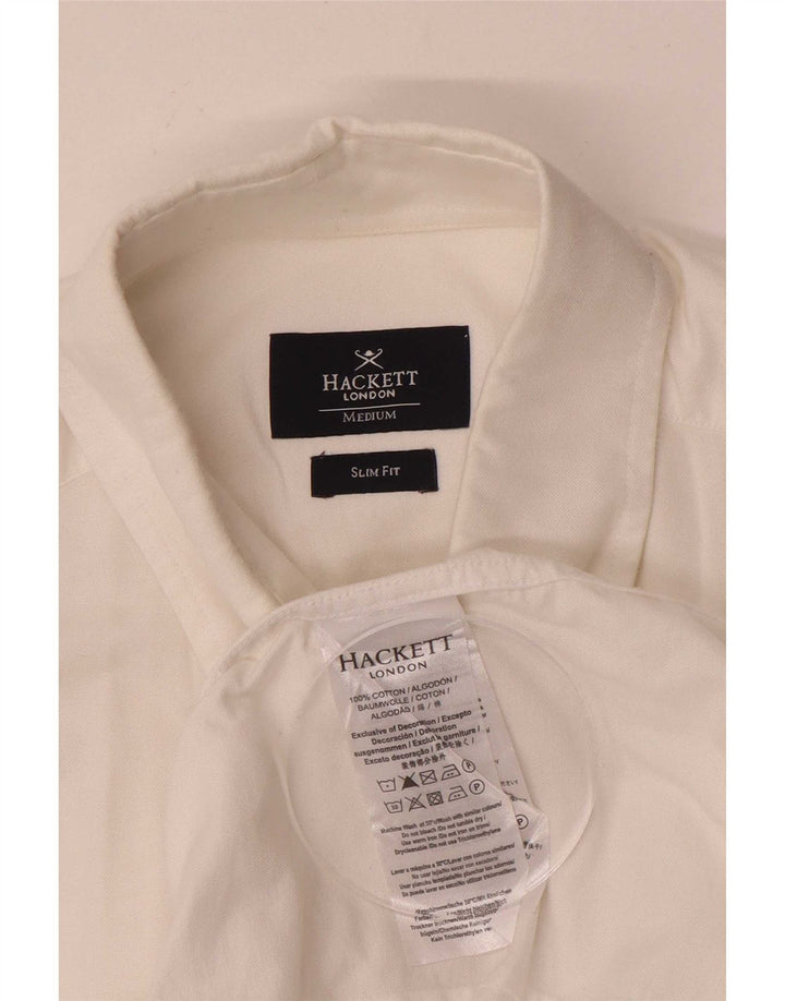 Hackett Camisa masculina slim fit de algodão branco médio