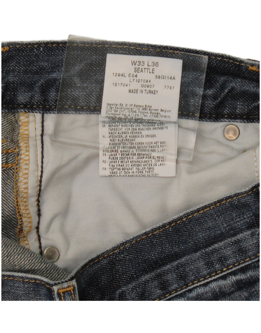 LEE Mens Seattle Straight Jeans W33 L31 Azul Algodão