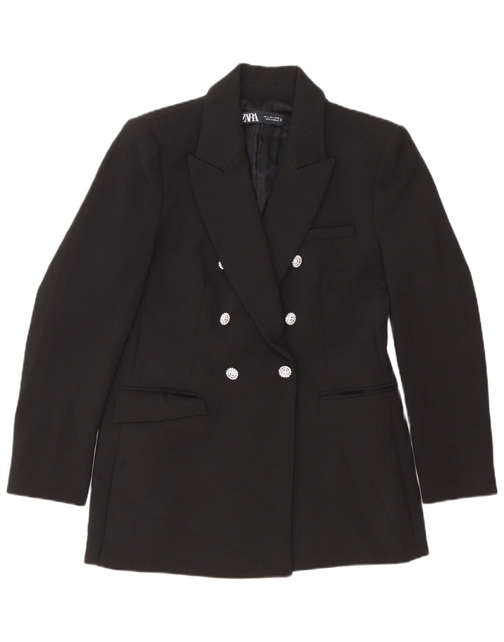 Jaqueta blazer feminina Zara com peito duplo Reino Unido 14 grande preto