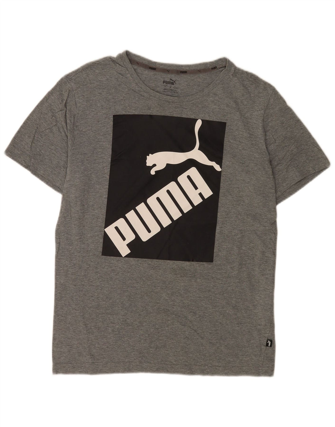 Camiseta masculina Puma Graphic Top cinza médio algodão manchado